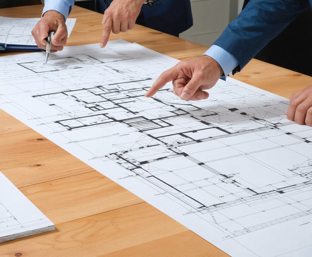 Profis arbeiten an einem architektonischen Blueprint für eine Unternehmensstrategie